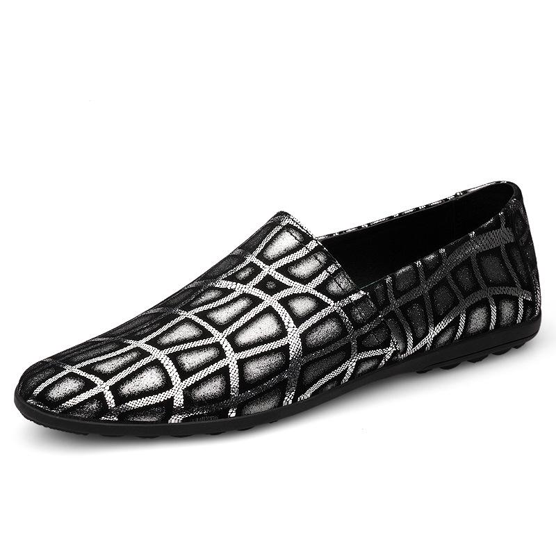Men s Moccasin Loafers - Leather Slip-on Driving Shoes, Low-Top Plaid Casual Flats for Spring. 37