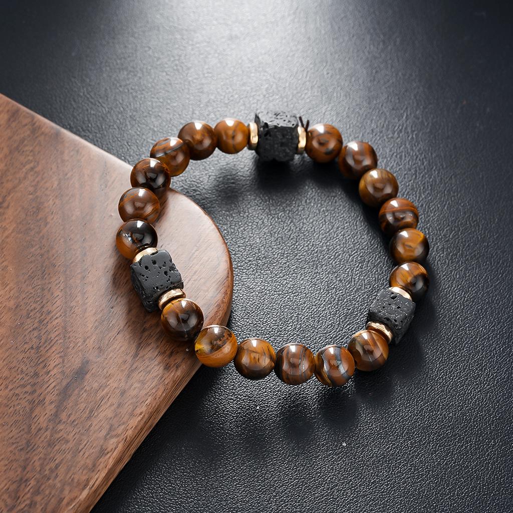 Men's Abrasive Stone Bracelet, Volcanic Stone Natural Stone Beaded Bracelet, Hand Decoration