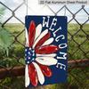 2D Flat Patriotic Flower Welcome Metal Sign, 8×12 Inch Aluminum Wall Art, American Flag Daisy Design, Durable Decor for 4th of July, Memorial Day