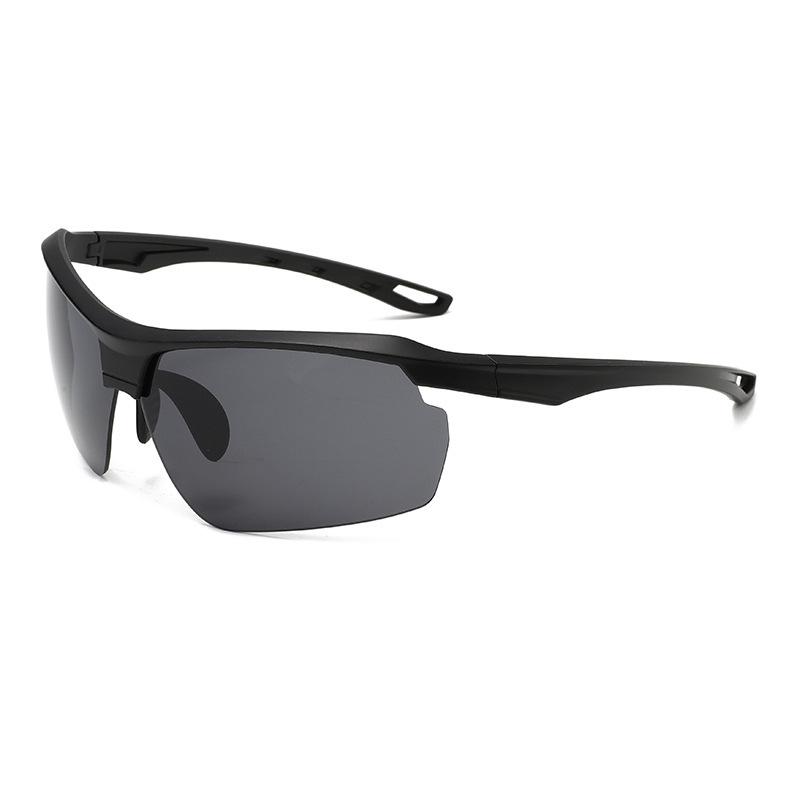 Outdoor sports glasses, bicycle windproof goggles, outdoor fishing sunglasses, cycling sunglasses, unisex sun protection glasses Black Frame Gray Piece