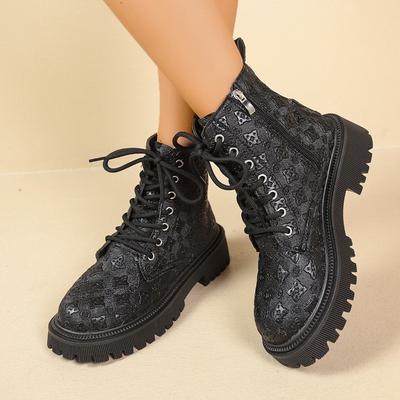 Martin Boots Damen Herbst und Winter neu runde Zehe verdickt Mode Plateau Lokomotivstiefel Schneestiefel Stiefeletten