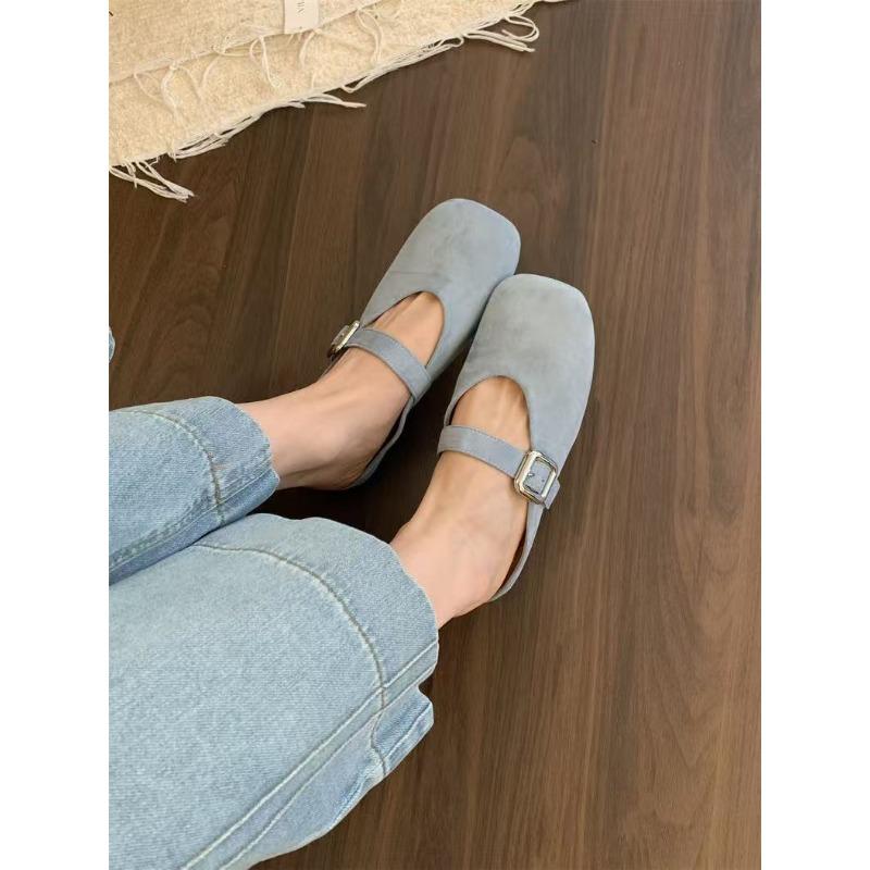 French Retro Baotou Half-slipper Women's Spring and Summer Flat Square Toe Flip-flops Single Shoes