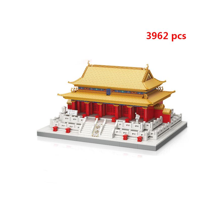 City Architecture Pink Castle Tree House Building Blocks Mini Brick Taj Mahal Great Wall Creative Model Construction Toys