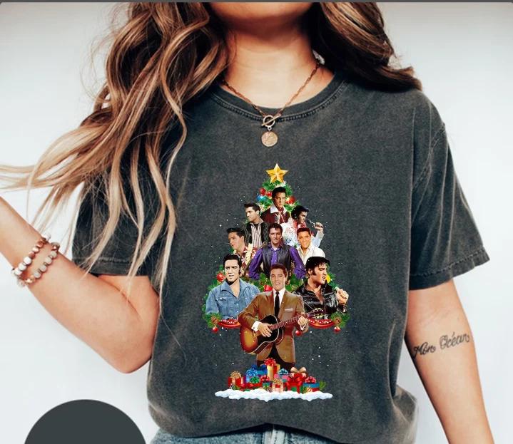 Elvis Presley Christmas Comfort Colors Shirt, Elvis Presley Merry Christmas T-Sh L