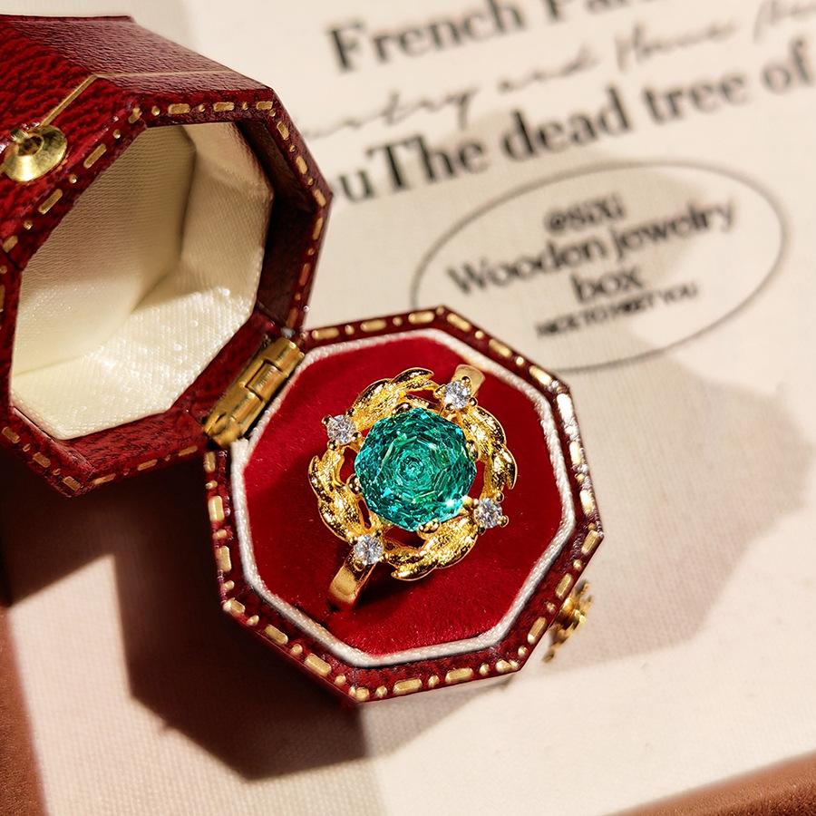 Винтажное матовое восьмиугольное подвесное колье с огранкой «Тысячелетняя роза», танзанитовый синий, кольцо параиба, серьги, турмалиновый браслет