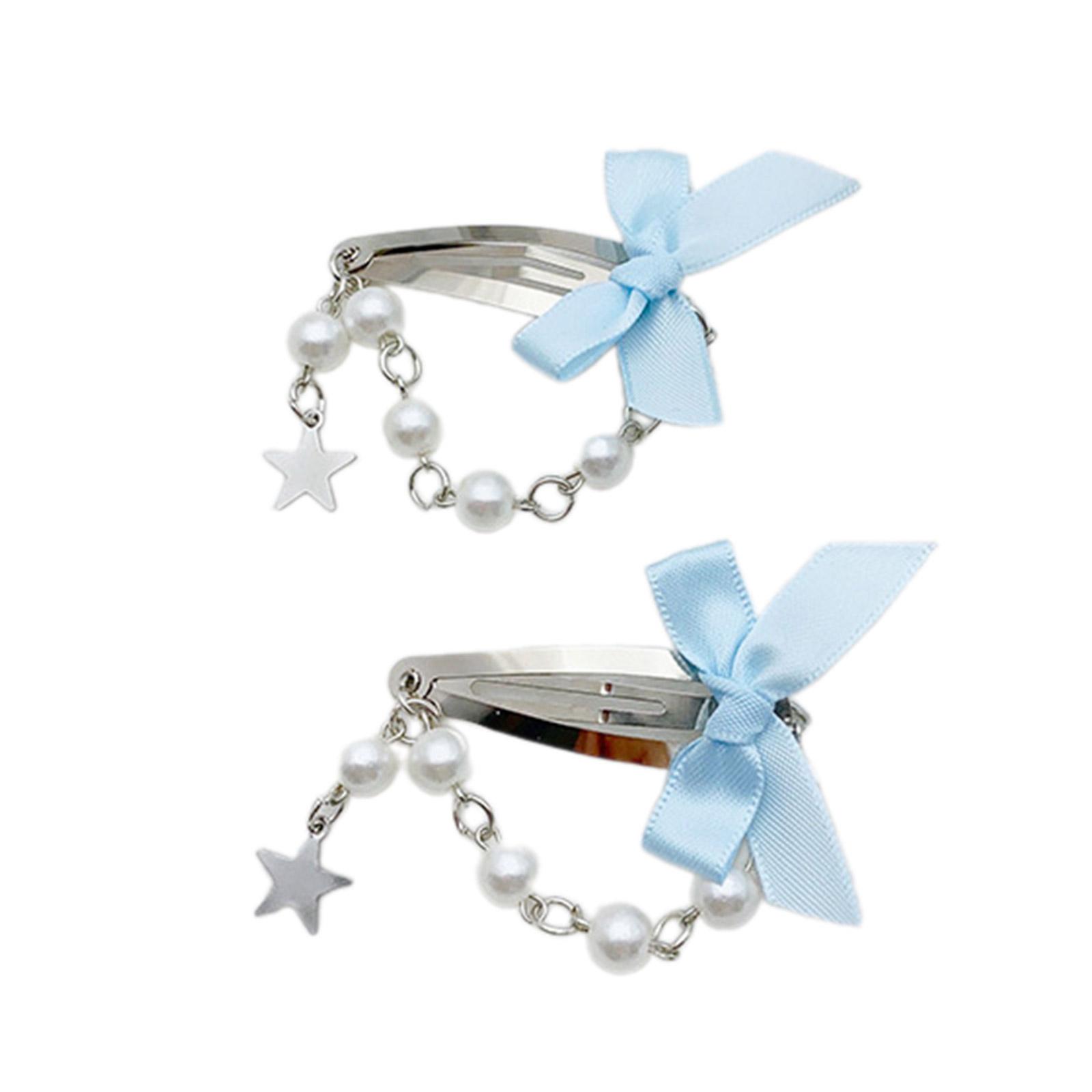 

Современная заколка для волос в виде звезды-банта, модная бисерная цепочка для волос, симпатичная заколка для волос для любителей моды синий