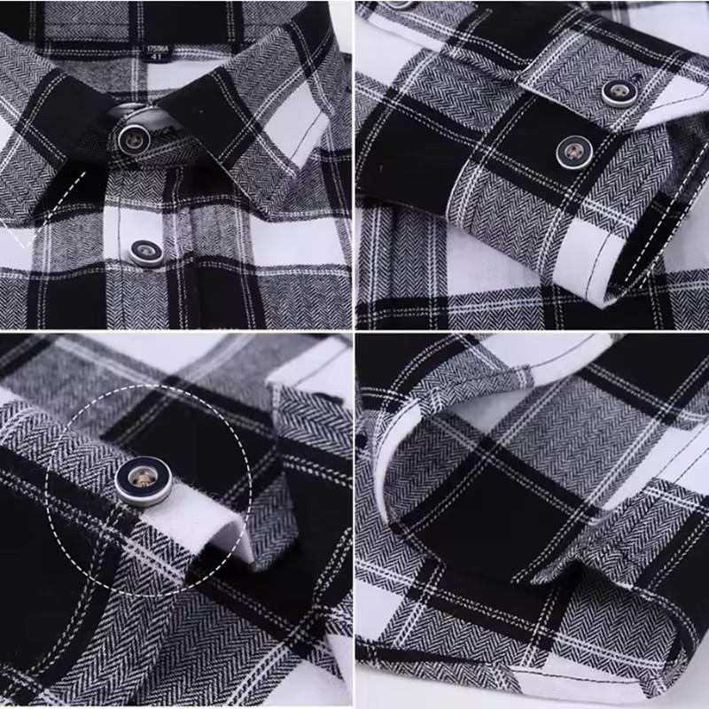 Pure Cotton Men's Plaid Shirt Long Sleeve Regular Fit Men Casual Oversized Shirt Leisure Autumn Male Blouse New Plus Size 11XL