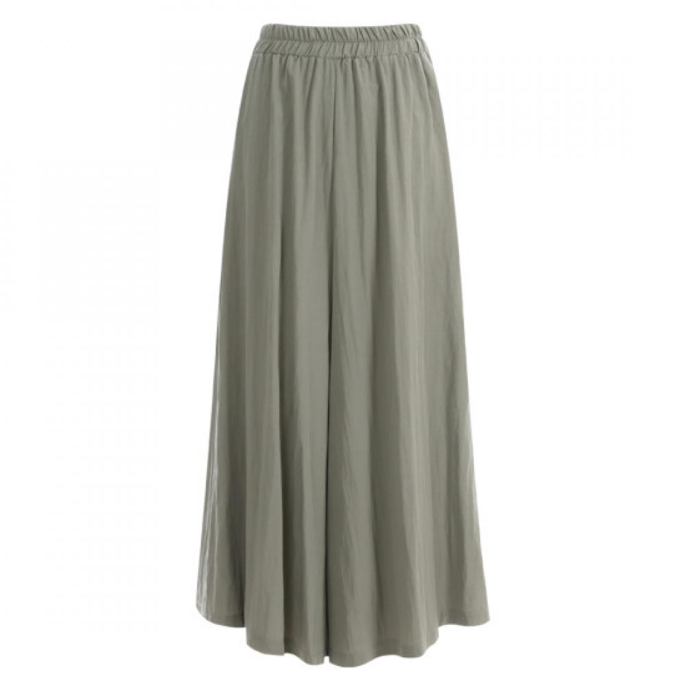 Shop Women S Wide Long Flowing Pleated elaStic Culotte Khaki Jvl Wpt 11924 Z