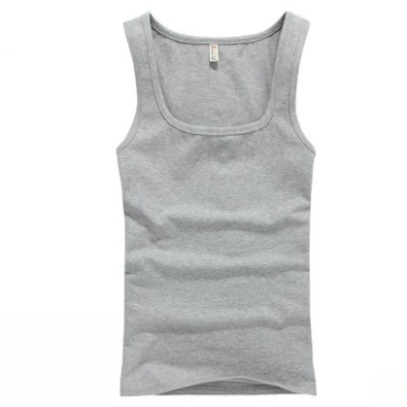 Vestă de bumbac cu gât pătrat pentru bărbați, Fitness de vară pentru bărbați, Bază de exerciții cu croială strâmtă, Vestă cu gât pătrat, Croială slim fit pentru bărbați