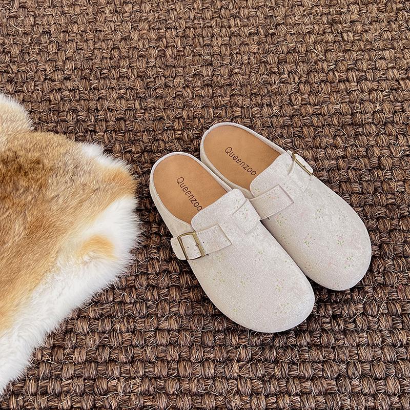 

Сандалии на толстом каблуке Шлепанцы Мягкая деревянная подошва Полуботинки Закрытый носок Женская летняя модная обувь Клоги Китайское производство 35 бежевый