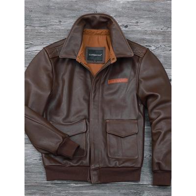 Chaqueta de cuero de vaca genuino de tamaño chino para hombre, chaqueta de vuelo A2, chaqueta de aviador con bordes hechos a mano, chaqueta de cuero para hombre, otoño