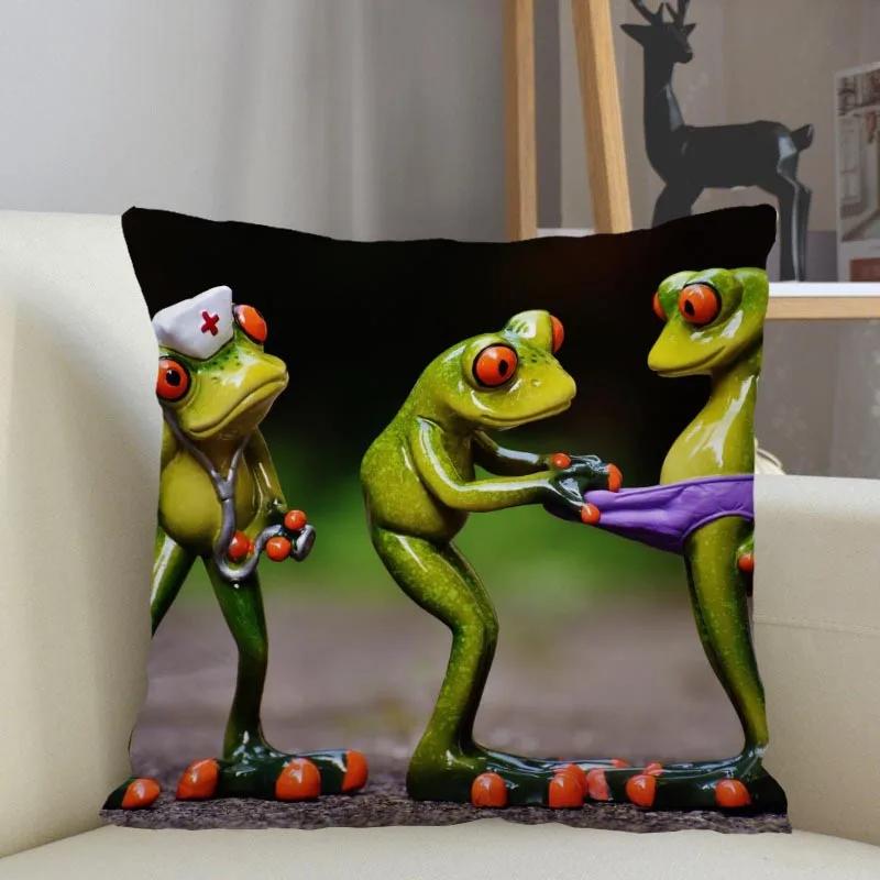 Frog Animal Pillowcase Home Decor Zipper Square  Throw  Drop Shipping