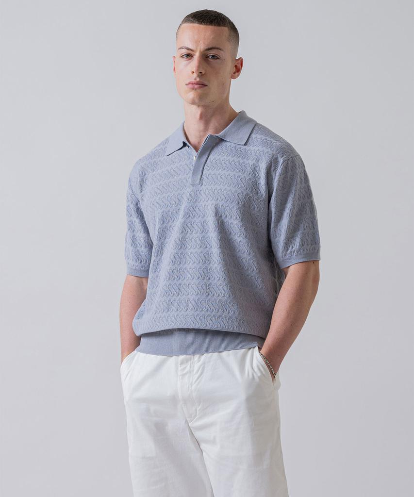 Yaichi Jacquard Knit Polo - Glacier Gray