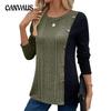 Top tricot pentru femei de primăvară și toamnă, bluză cu mânecă lungă, cu nasturi, cu blocuri de culoare