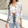 Women's Fashion Casual Print Button-down Shirt 3/4  Sleeve Tops