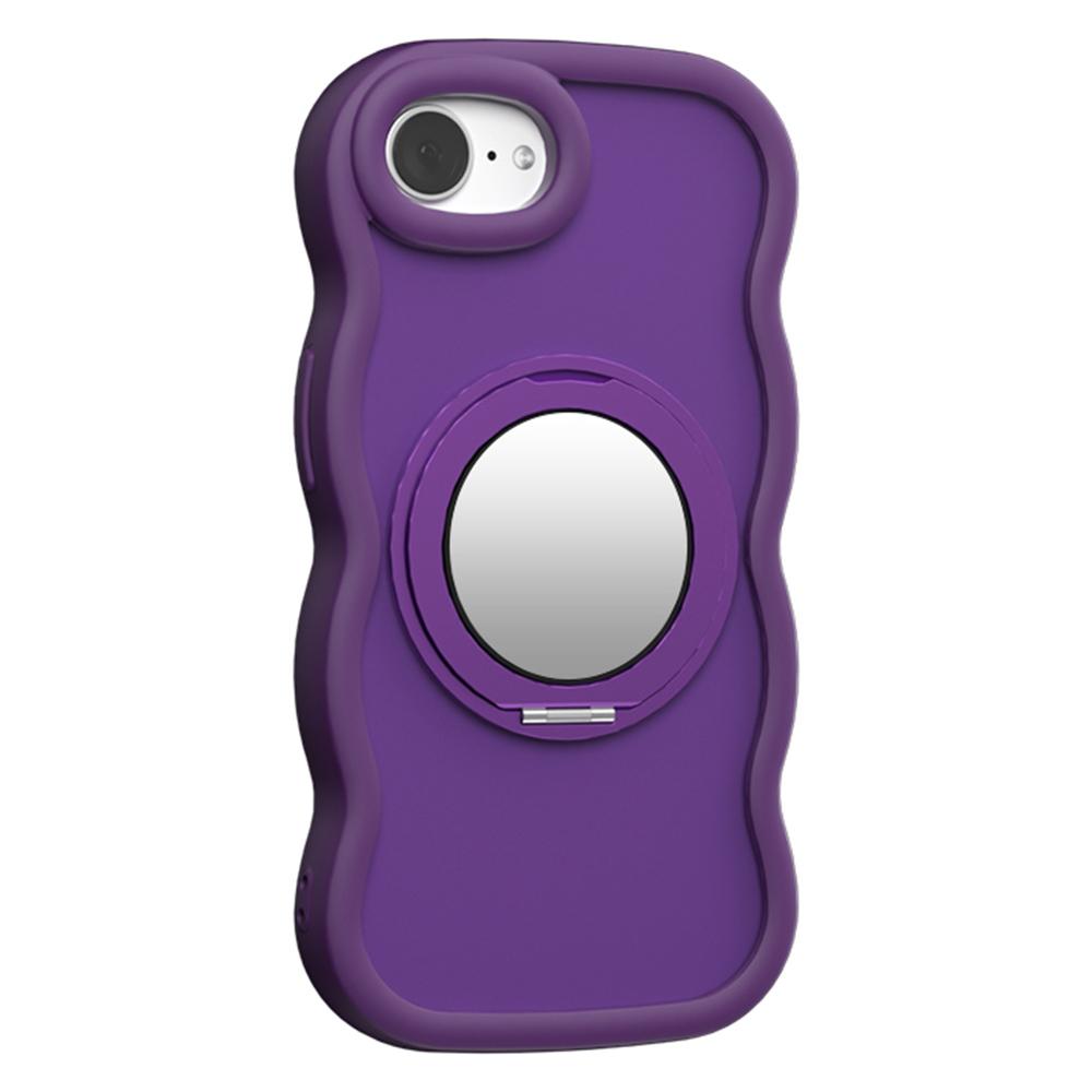 For iPhone 16e Case Magnetic Case Wave Edge TPU+Acrylic Phone Cover with Mirror Kickstand