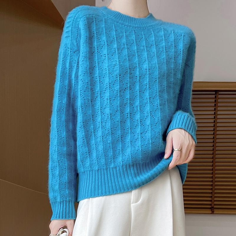 Dámský kašmírový svetr Qinghe kašmír 30% kašmír 70% vlna podzimní a zimní kašmírový svetr ručně tkaný měkký a hřejivý
