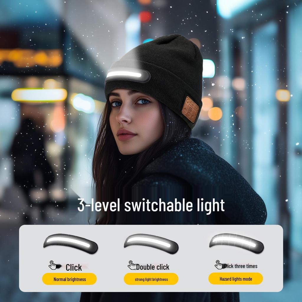 Svítící LED Bluetooth hudební klobouk s bezdrátovými sluchátky