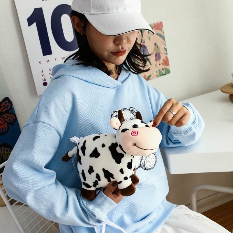 Women Crossbody Milk Cow Bag Students Cute Cartoon Doll Casual Shoulder Bag Mobile Phone Bag Surprise Gift