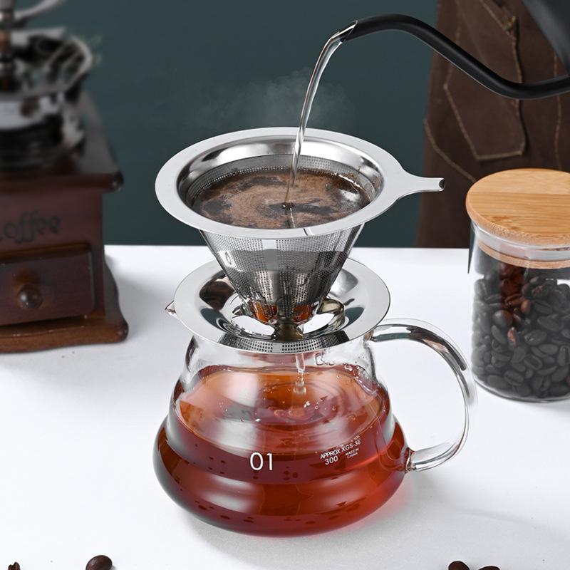 Coffee Filter Double Layer 304 Stainless Steel Coffee Filter Reusable Holder Pour Over Coffees Dripper Mesh Coffee Accessories