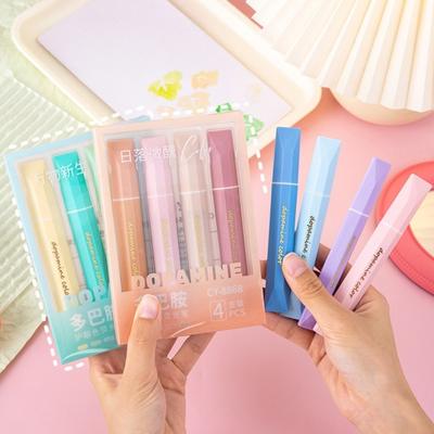 4Pcs Soft Tip Highlighter Set with Large Ink Capacity Pastel Eye-Care Markers Smooth Writing Highlighter Pen for Journaling Notes Cute School