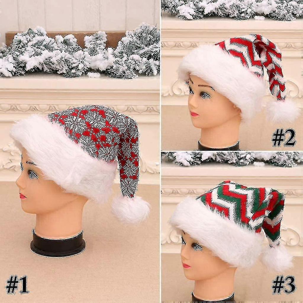Knitted Santa Hat Creative Fashion Pom Pom Snowflake Decorative Santa Hat Christmas Worm Hat Party Supplies Photo Props For Adults Holiday Red Whit