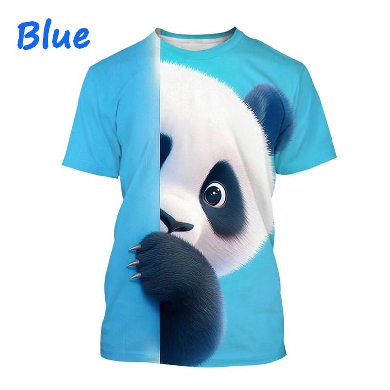 

Летние футболки унисекс с круглым вырезом и 3D принтом мультяшного животного панды, модные повседневные футболки с коротким рукавом для мужчин и женщин XS