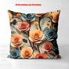 Colorful Rose Floral Pattern Decorative Throw Pillow Cover 2D Printed Polyester Sofa Cushion Case For Modern Home Decor