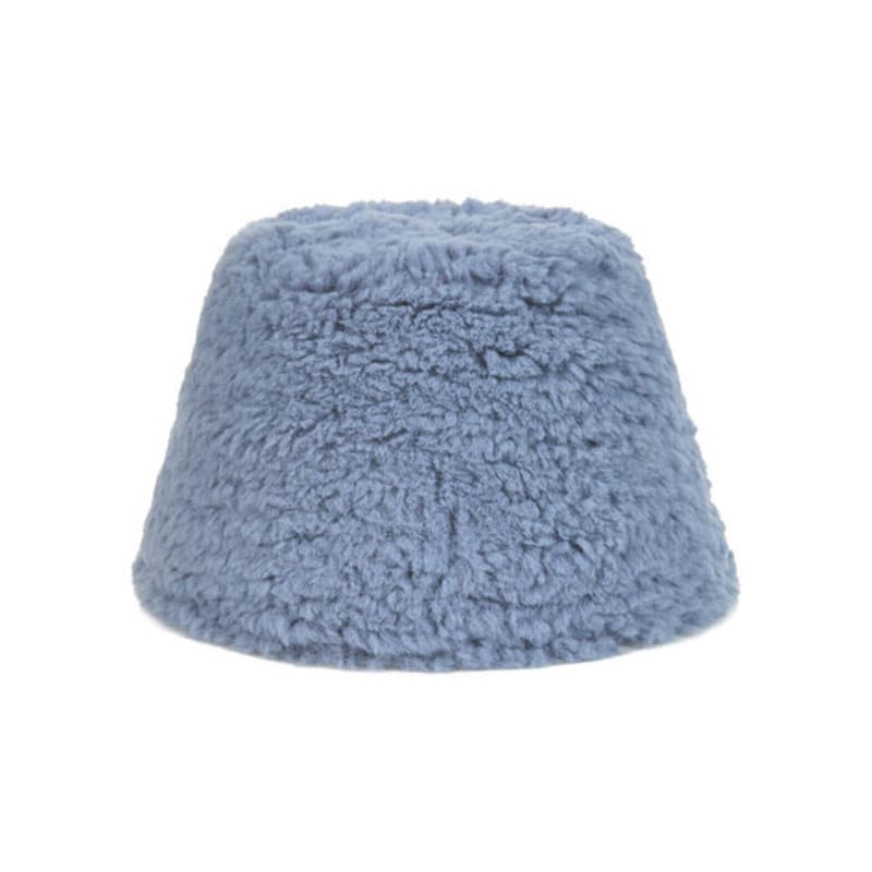 VARZAR Fur Long Label Boucle Drop Bucket Hat Blue
