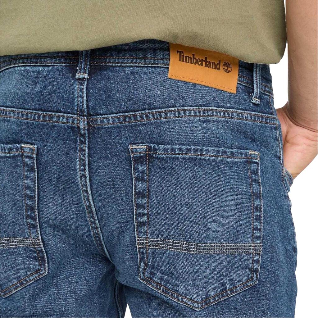 Timberland Pánské úzké džíny Sandown s koženou nášivkou, 5 kapes