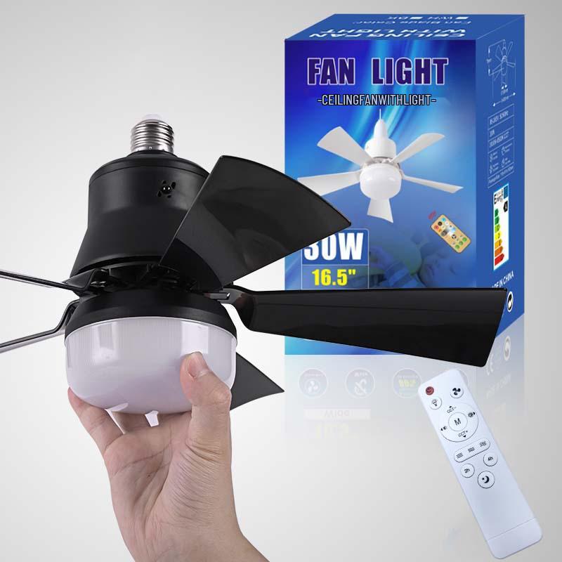E27 Screw Base Ceiling Fan with Removable Blades and Light for Bedroom