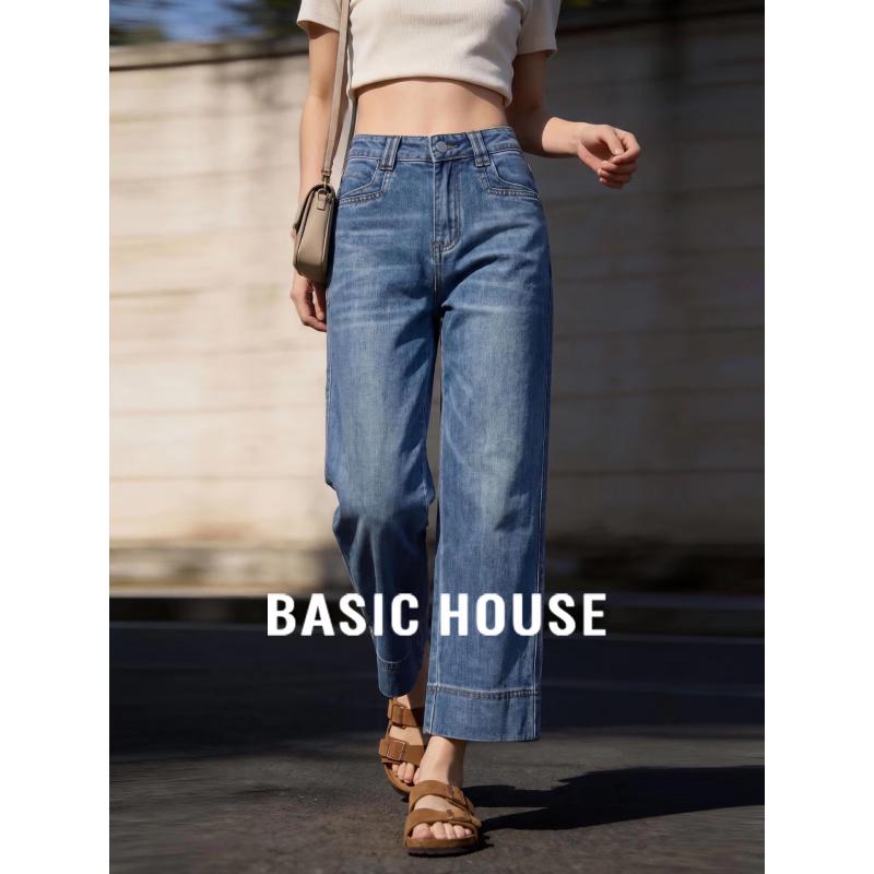 Basic House Women s Tencel Blend Straight Cropped Jeans XL