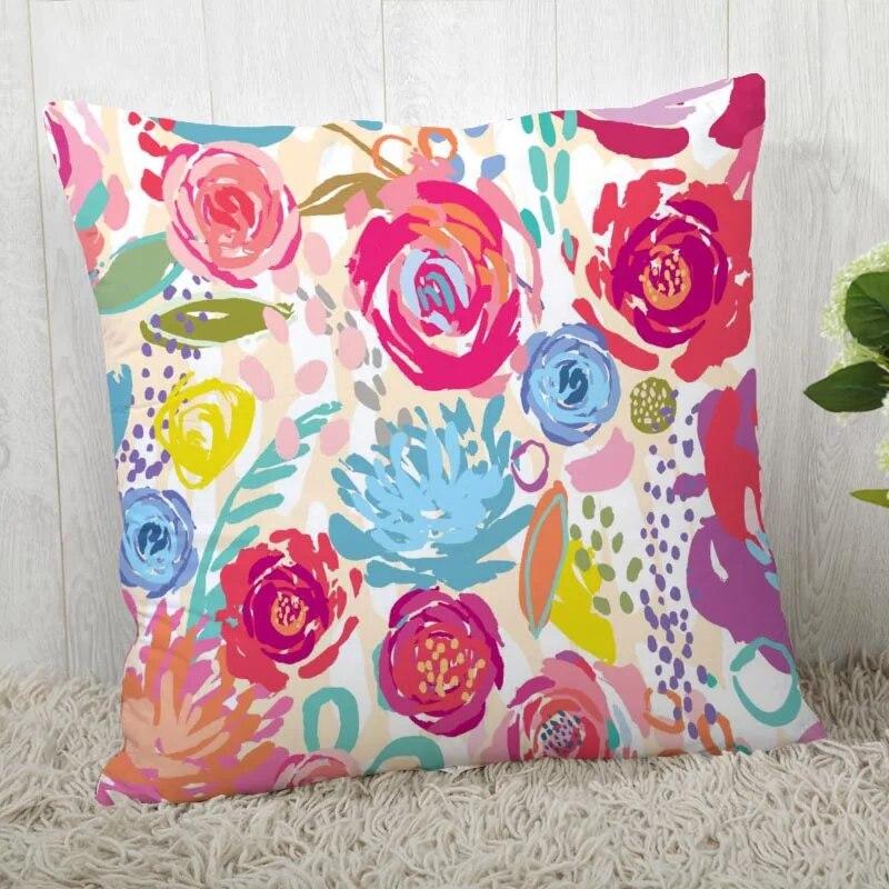 Pillowcase Flower Pattern Square  Christmas Zipper