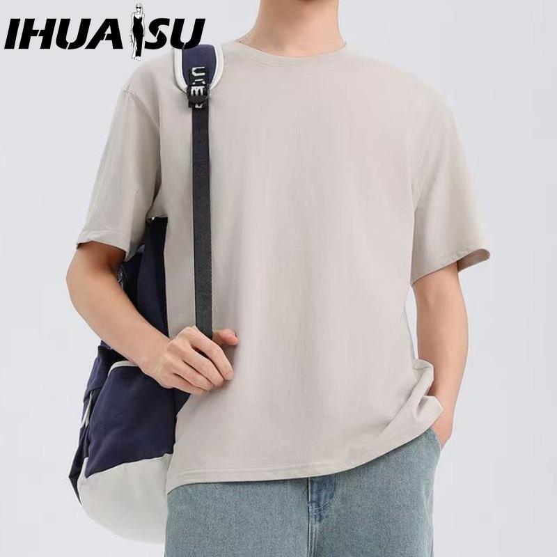 IHUASU Kurzarm-T-Shirt aus Baumwolle für Herren, modisch, lockeres Halbarmhemd, bedrucktes mitfühlendes Hemd