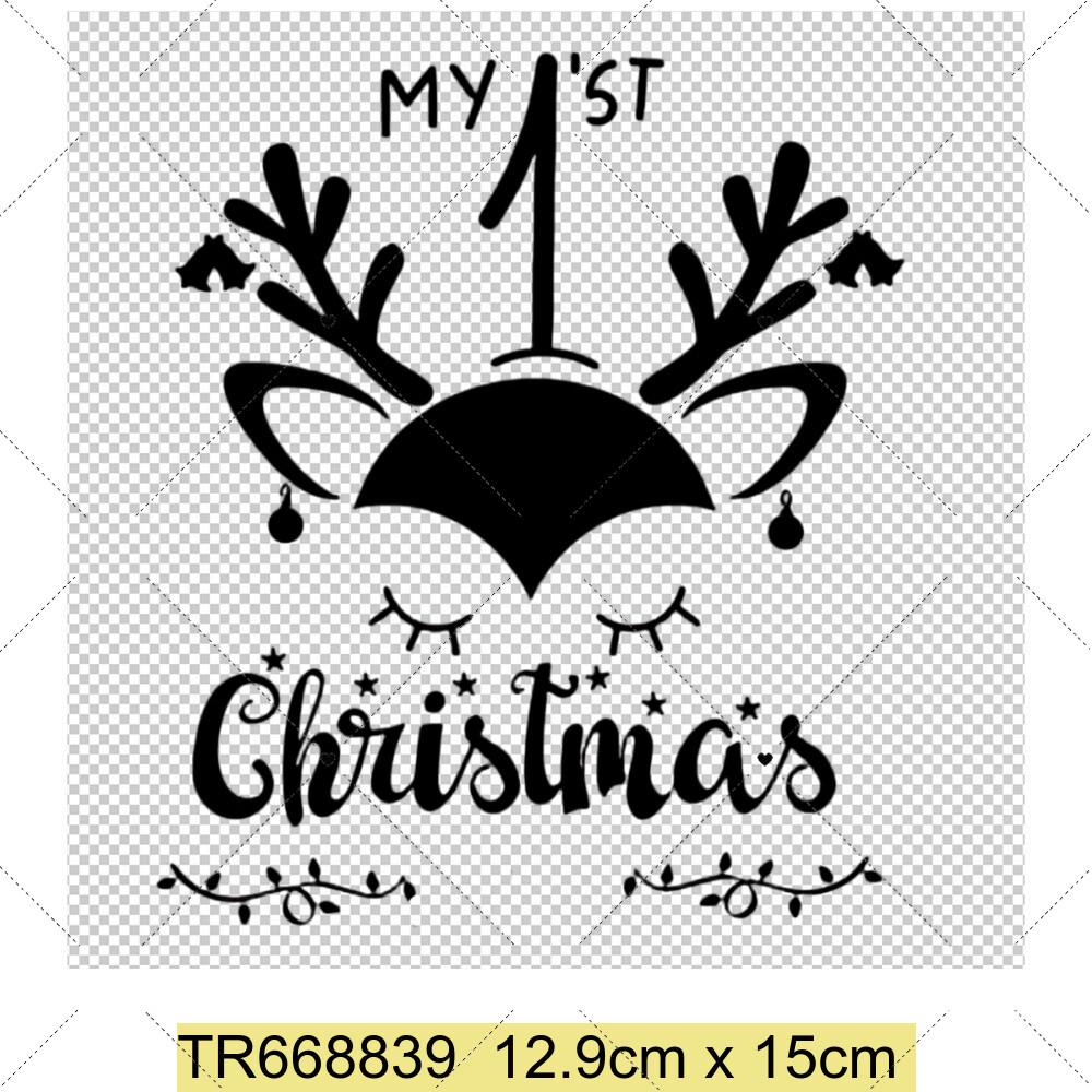 My First Chrismas DIY Clothing Heat Transfer Sticker Kids T-shirt Infant Romper Clothing Patches Heat Transfer Xmas Sticker