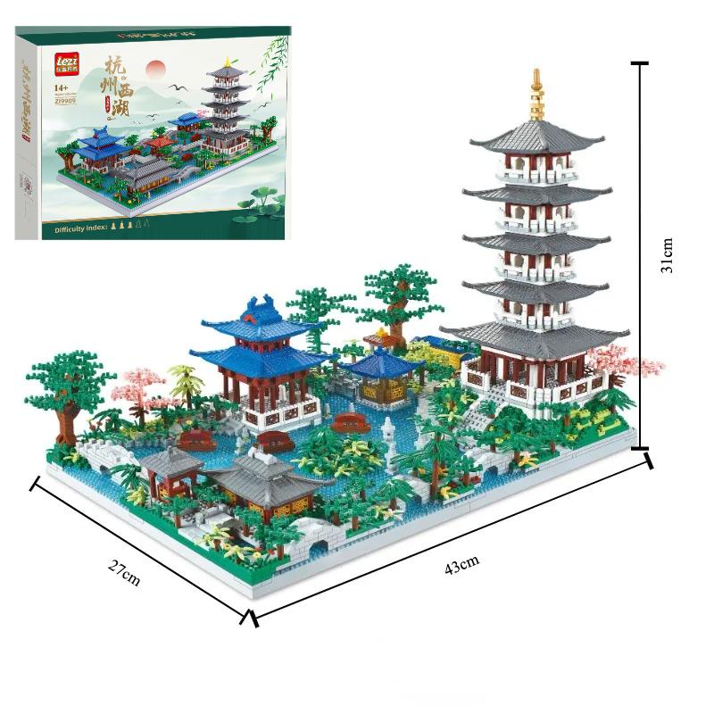 High-Quality 5186Pcs High-Quality Chinese Building Design Tiny Scale High-Quality Building High-Quality "Hangzhou High-Quality West High-Quality