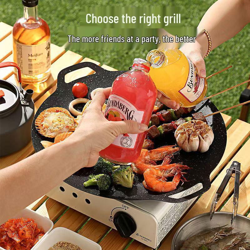 Maifan Stone BBQ Grill Plate: Portable, Non-stick Korean Steak Frying Pan for Outdoor Camping.