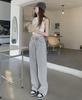 Women's High-Waist Light Gray Wide-Leg Retro Jeans