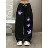 Subkulturní Retro Motýl 3D Tištěné Široké Ležérní Kalhoty pro Muže i Ženy Oversized Volný Střih Zeštíhlující Sportovní Kalhoty