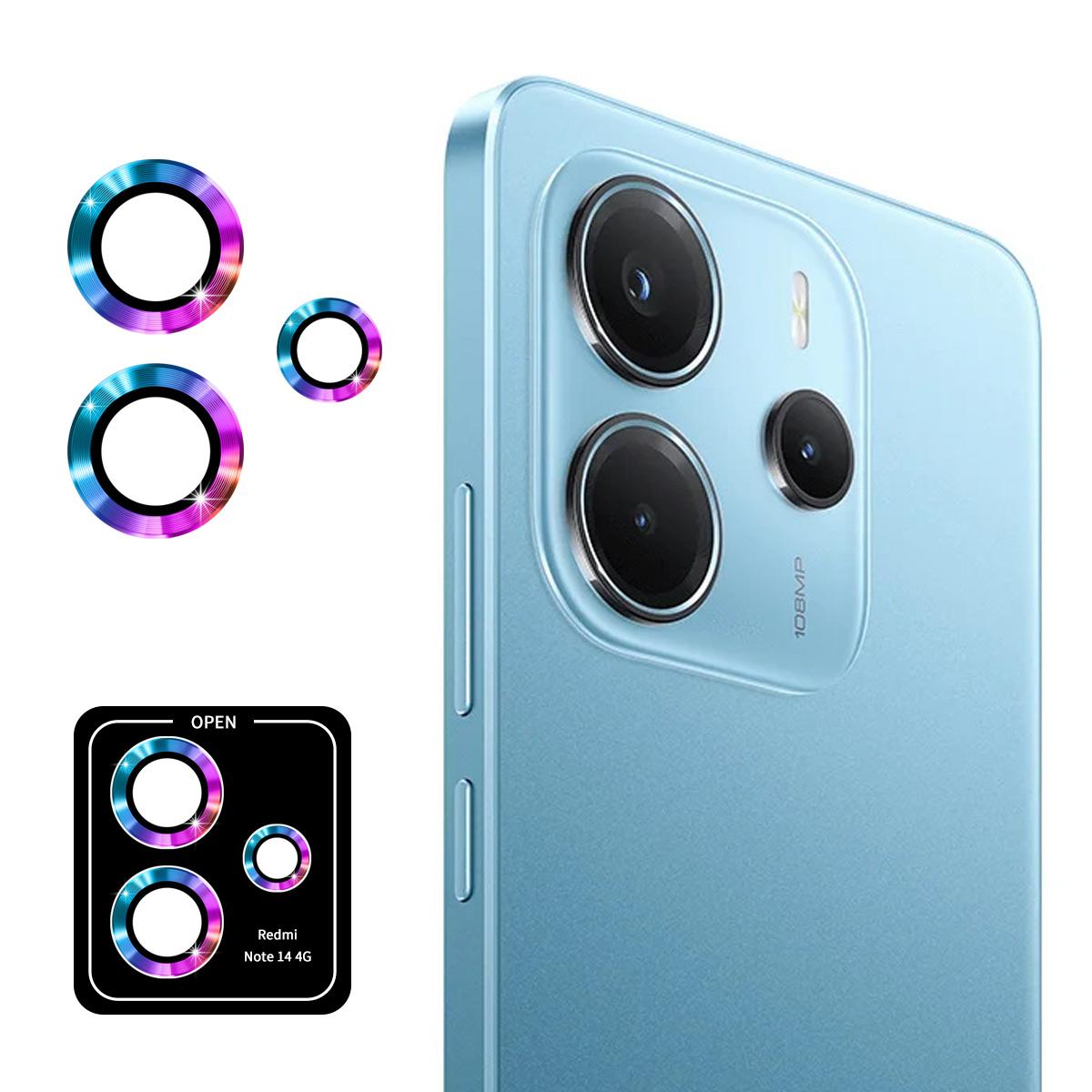

Для Xiaomi Redmi Note 14 4G (163,25x76,55x8,16 мм) Захисник об єктива камери ENKAY Hat-Prince Металеве кільце Плівка для об єктива Colorful