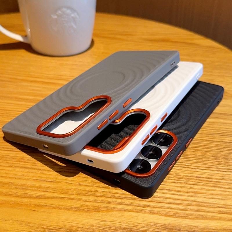For Samsung Galaxy S25 S25Plus S25 Ultra S25 Edge Solid Color Corrugated Magnetic Dropproof and Fingerprint Resistant Phone Case