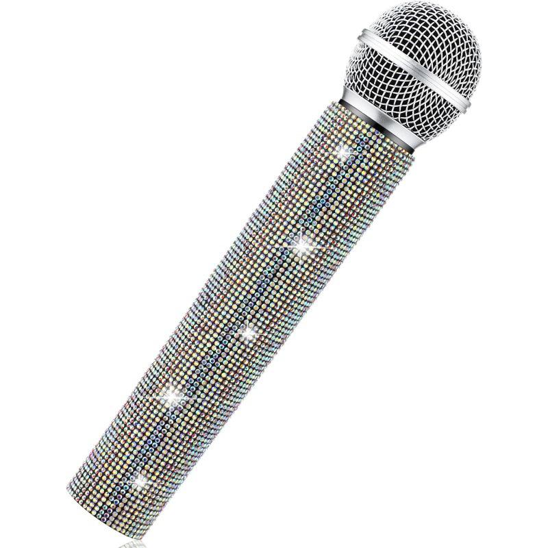 Rhinestone Diamond Microphone Cover for Children's Performance (Prop Only, Mic Not Included)