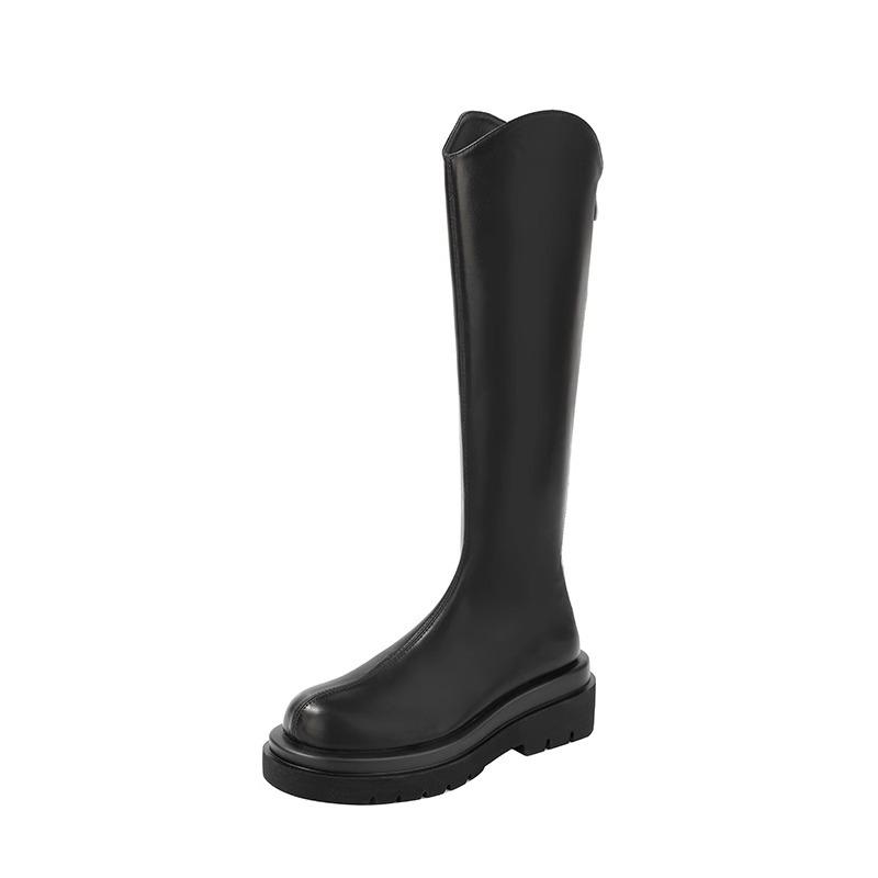 Thick-soled knight boots women's new spring and autumn single boots thin boots high boots but knee boots increase in height