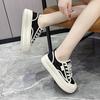 Canvas Shoes for Women 2025 Summer New Style Lace Mesh Breathable White Sneakers Thick-soled Casual Board Shoes for Women