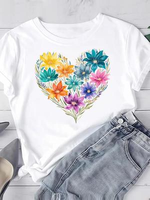 (Rozmiar azjatycki) miłość drukowanie Ubrania Koszulka Damska Moda T-shirt Top Kobieta Nadruk Damski Krótki Rękaw Koszulki Graficzne