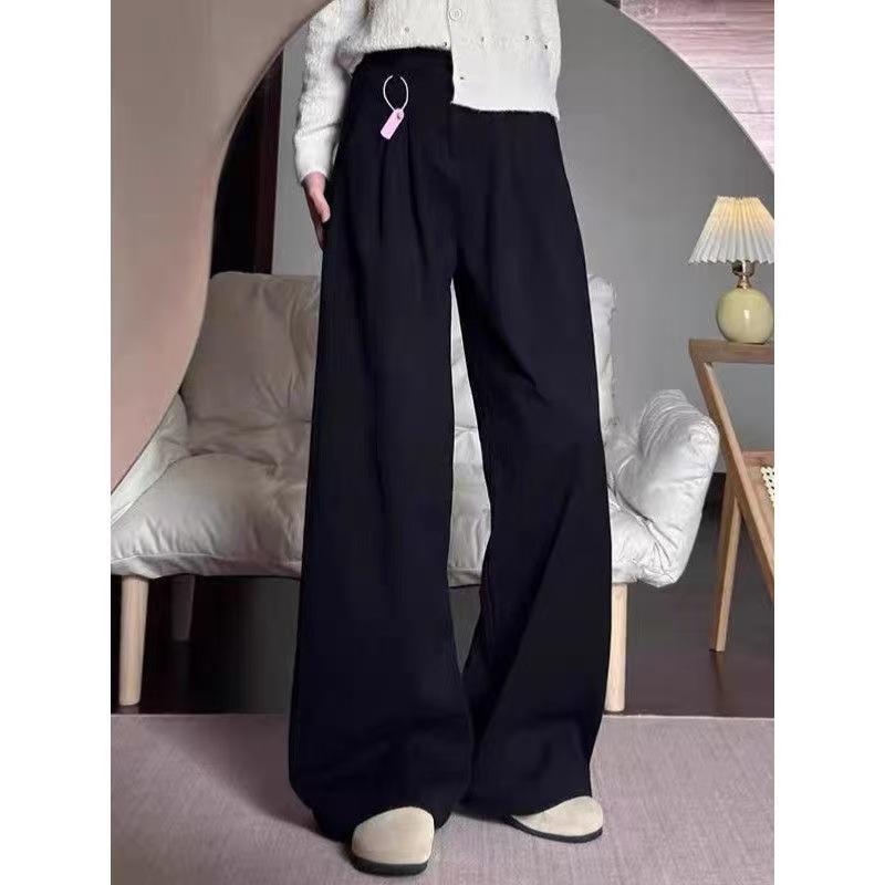 White Wide-Leg Draping Jeans for Pear Shape, Floor-Length Petite, Spring 2025 Edition 2XL белый