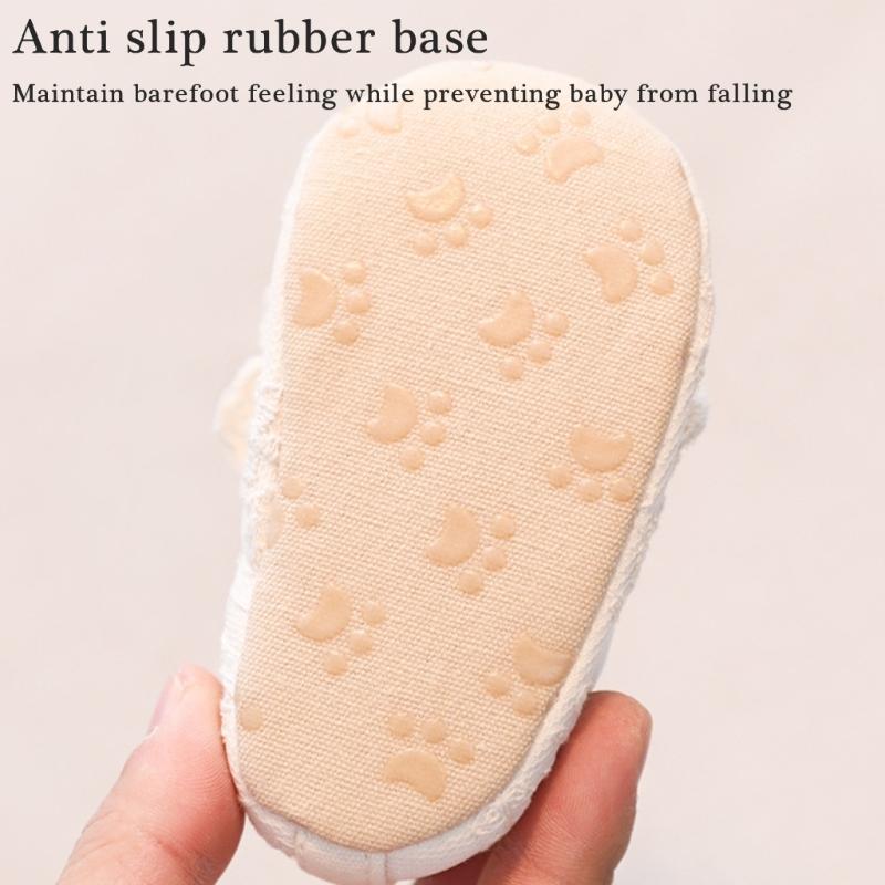 Flexible Scientific Walking Aid Soft Cotton Mesh Lined Slip Resistant Baby Floor Shoes with Easy Hook Loop Closure