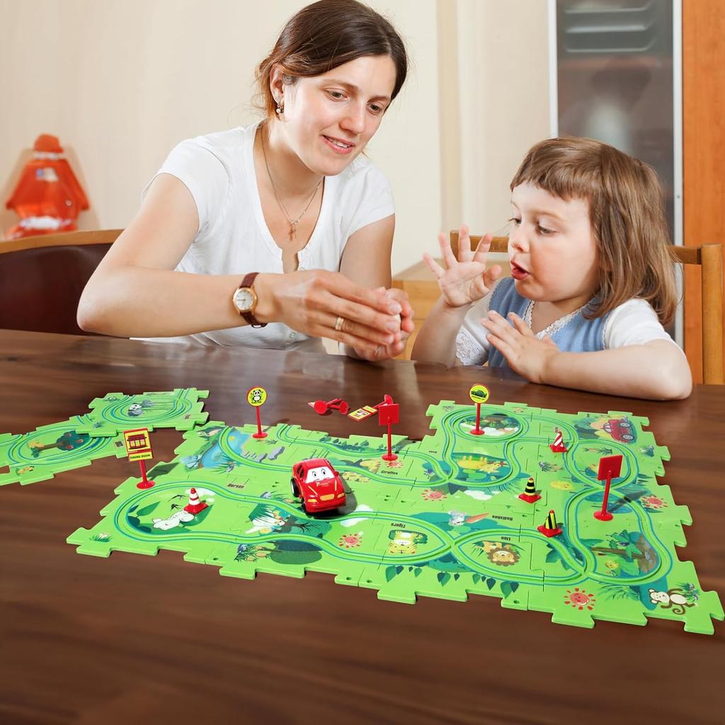 Logic Board Game for Kids  Jigsaw Puzzle Toys Race Car Track Toys Slot Rail Toys for Kids Monetssori Educational Toys