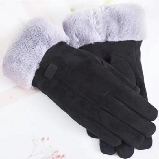 Women's Autumn Winter Touchscreen Suede Gloves, Velvet-Lined and Thickened for Warmth, Perfect for Cycling