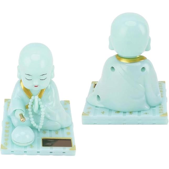 Laughing Buddha Statue, Funny Car Shaking Toy Chinese Little Buddha Monk Statue Dashboard Decorations Solar Dancing Figurines Little Monk Figurine